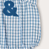 Suspender jumpsuit with checks - light blue