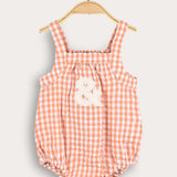 Checkered suspender jumpsuit - orange