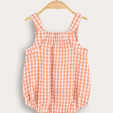 Checkered suspender jumpsuit - orange