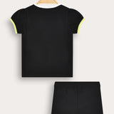 Set with a country house pattern - black