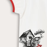 Set with a country house pattern - white
