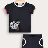 Set with a country house pattern - Navy