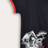 Set with a country house pattern - Navy