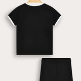 Set with a country house pattern - black