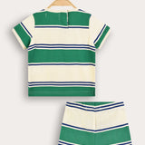 Striped Baby Set - Green