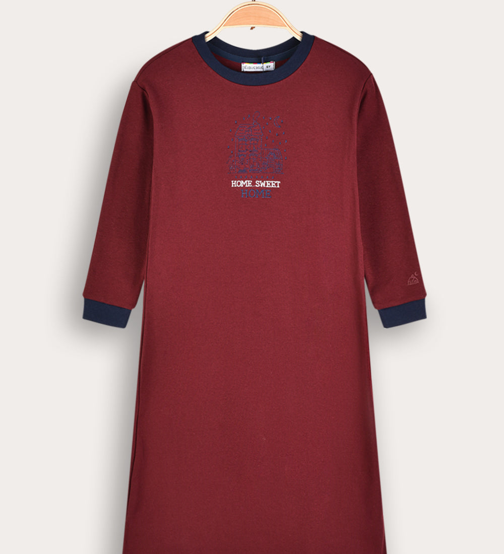 כותונת ריב שרוול ארוך - בורדו | בנות | קידישיק | תמונה 1