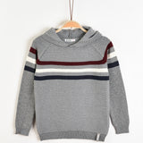 Striped hoodie - gray