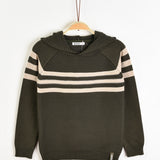 Striped hoodie - olive