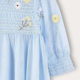 Tulle dress with floral embroidery - light blue