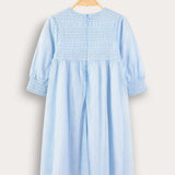 Tulle dress with floral embroidery - light blue