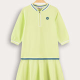 Polo dress with zipper - lime