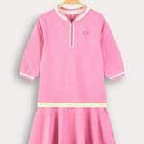 Polo dress with zipper - pink