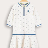 Polo dress with zipper - blue