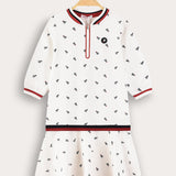 Polo dress with zipper - cream