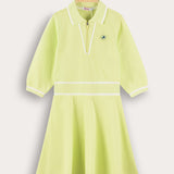 Polo dress with collar - lime