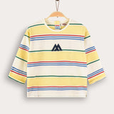 Striped shirt with emblem - yellow