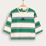 Striped shirt with emblem - green