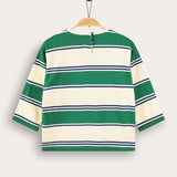 Striped shirt with emblem - green