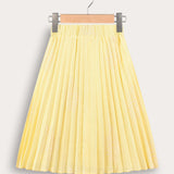 Striped skirt with leaf embroidery - yellow
