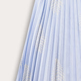 Striped skirt with leaf embroidery - light blue