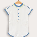 Polo collar overalls - cream