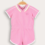 Polo collar overalls - pink