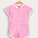 Polo collar overalls - pink