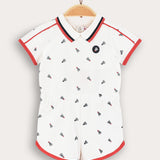 Polo collar overalls - red
