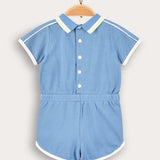 Polo collar overalls - blue