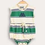 Striped Baby Overalls - Green