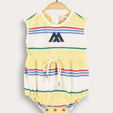 Striped Baby Overalls - Yellow