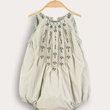 Overalls with floral embroidery - mint