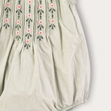Overalls with floral embroidery - mint