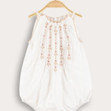 Overalls with floral embroidery - cream