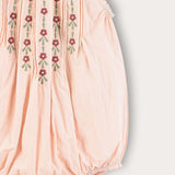 Overalls with floral embroidery - peach