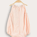 Overalls with floral embroidery - peach