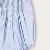 Overalls with floral embroidery - light blue