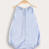 Overalls with floral embroidery - light blue