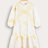 Tiered dress with bow ties - yellow