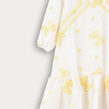 Tiered dress with bow ties - yellow