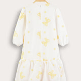 Tiered dress with bow ties - yellow