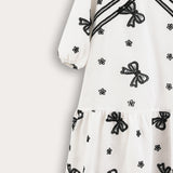 Tiered dress with bow ties - black