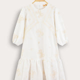 Tiered dress with bow ties - beige
