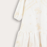 Tiered dress with bow ties - beige
