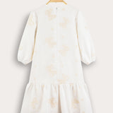 Tiered dress with bow ties - beige
