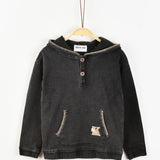Denim hoodie with pockets - gray