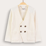 Thin waffle-knit blazer - cream