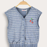 Striped button-down vest - blue