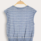 Striped button-down vest - blue