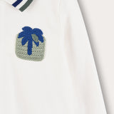 Boy's shirt with crochet square - R-sleeve - white
